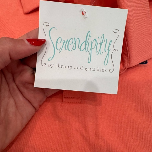 Serendipity by Shrimp and Grits Boy’s Coral Polo Shirt with Embroidered Logo - Picture 4 of 6